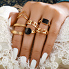 Ring, black chain, set, European style, simple and elegant design