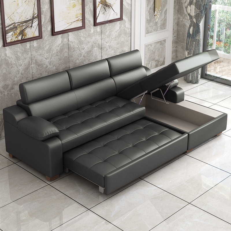 Art de cuero plegable de doble uso sofá cama de alta calidad sofá de esquina de almacenamiento tipo pequeño sofá cama multifuncional combinación