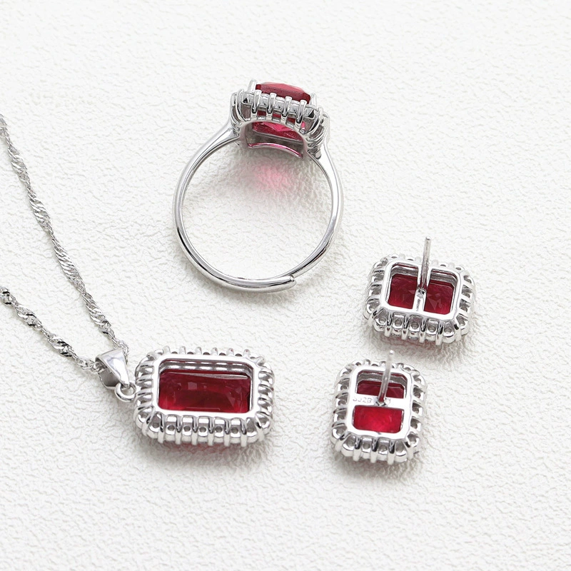 Accessory, set, stone inlay, one size ring, jewelry, European style, silver 925 sample, light luxury style