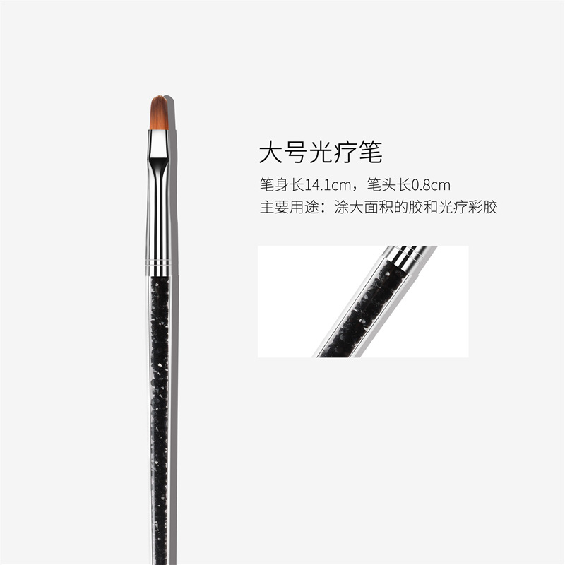 Nueva llegada transfronteriza traje de cepillo de cristal de uñas flor en forma de abanico pluma floreciente línea de dibujo de uñas pluma de fototerapia tallada