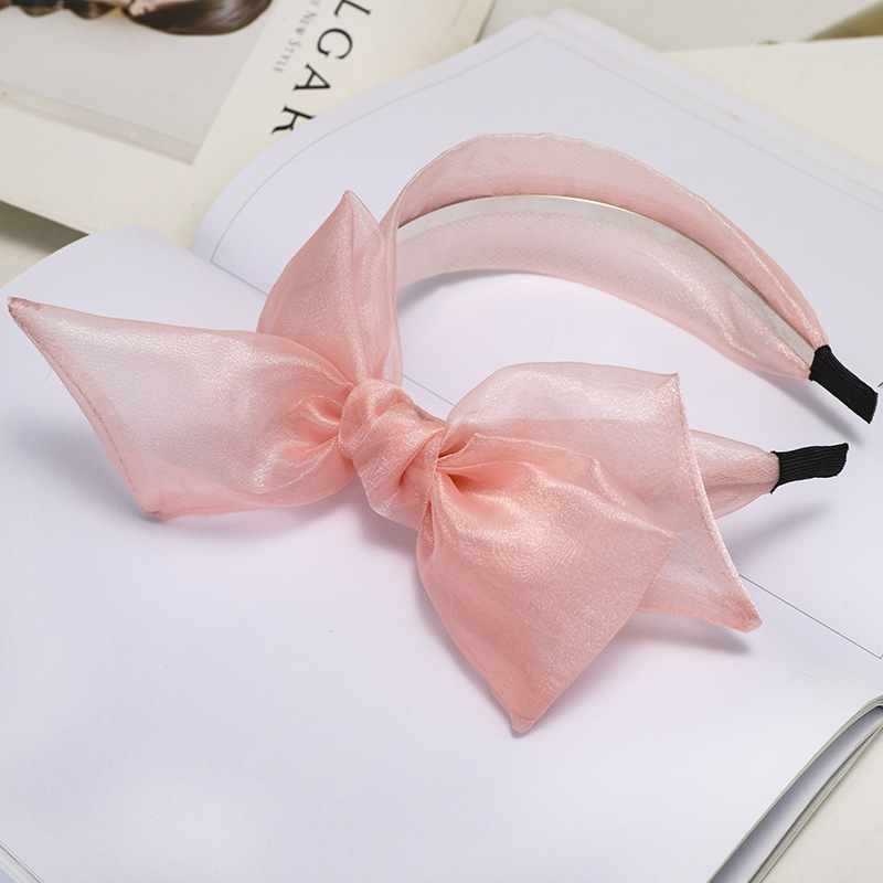 Korean New Style Fashion Silk Yarn Bowknot Wide Mesh Gauze Cheap Headband Wholesale display picture 10