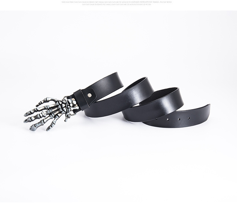 Men's Leather Belt With Skull Claw Buckle For Biker Style_voghion.com