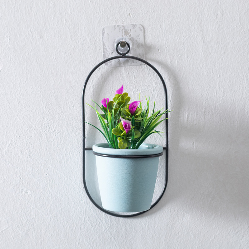 Decoración de la pared floral Flor de plástico maceta de hierro soporte creativo decoración colgante arreglo floral arte simple fabricante