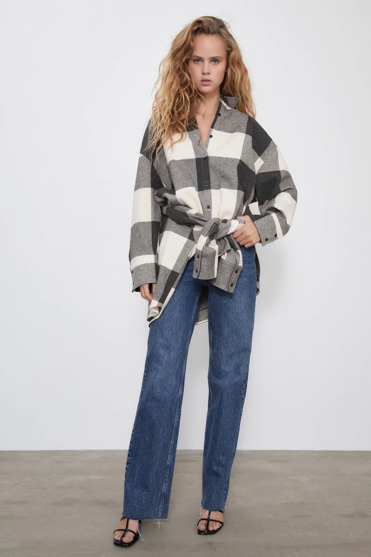 woolen plaid shirt jacket   NSAM16383