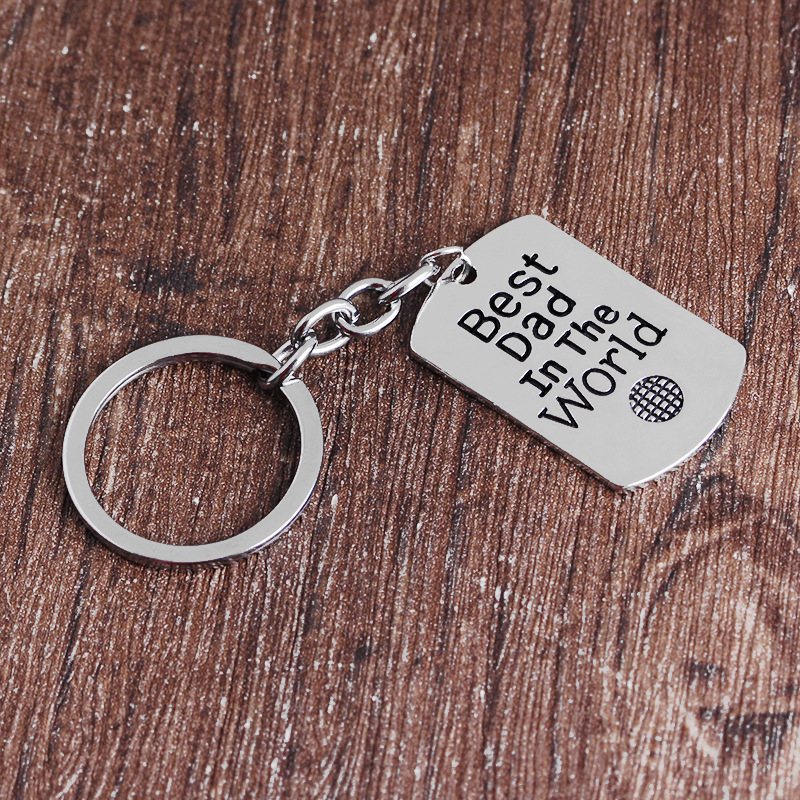 14g Weight Alloy, Metal Material Geometric Pattern Unisex Gender Fashion English Lettering Father's Day Alloy Keychain 2