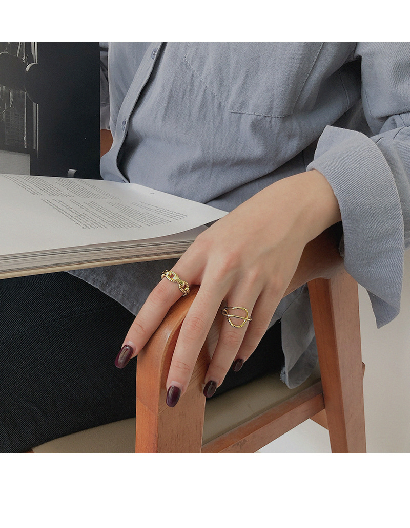 Korean S925 sterling silver twist chain open ring