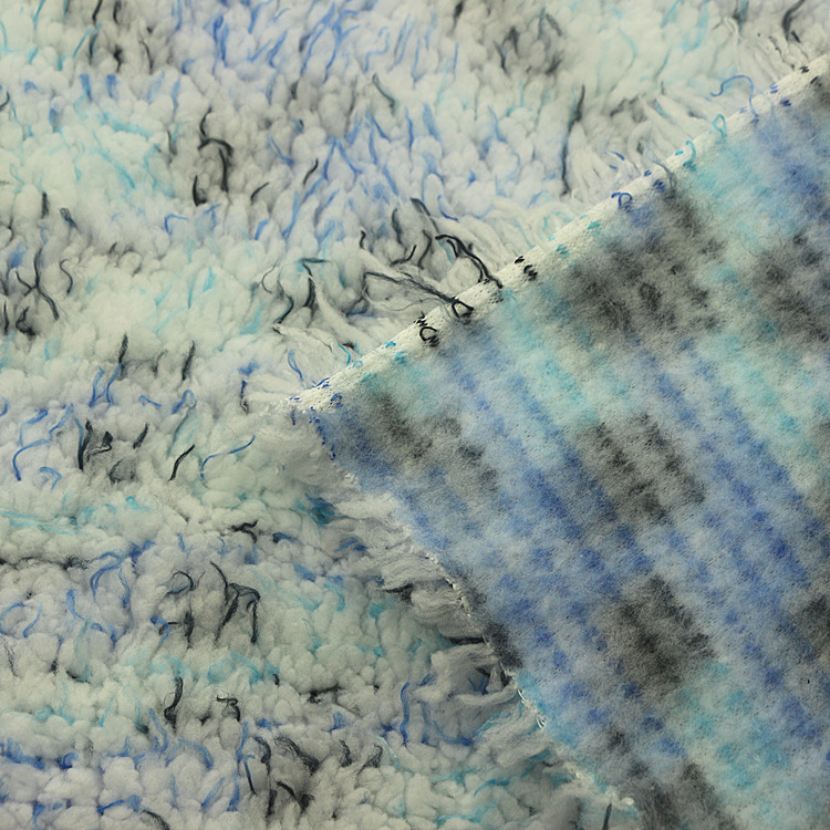 针织纬编双面七彩段彩锻彩羊羔绒梳棉绒舒棉绒布浴袍睡衣毛毯面料