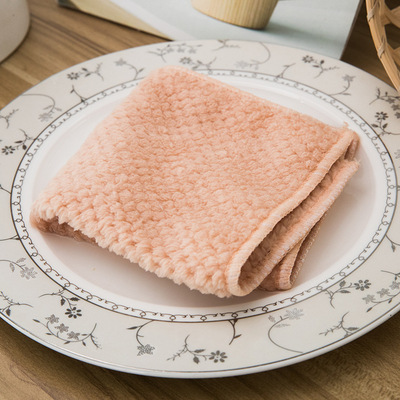 批发锁边款珊瑚绒擦手巾厨房清洁巾吸水抹布洗碗布清洁布|ms