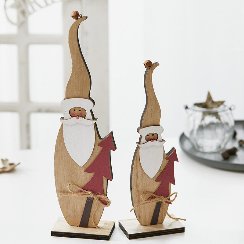 Santa Claus madera espesa decoración de escritorio Navidad hotel centro comercial ventanas de recepción decoración atmósfera de vacaciones