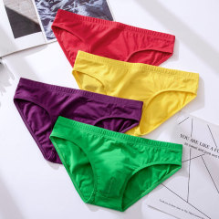 Men's Tri-Channel Cotton Plain Color Adult Erotic Breathable Low-Waist Underwear, European and American Cross-Border Direct Supply