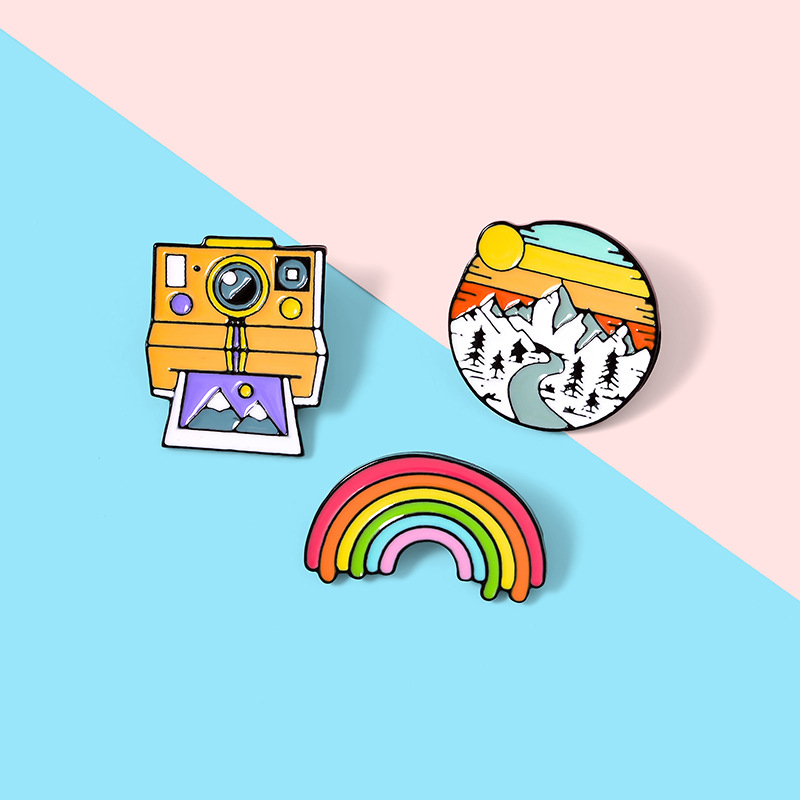 Europe Rainbow Drip Brooch Creative Cartoon Pattern Denim Bag Badge display picture 2