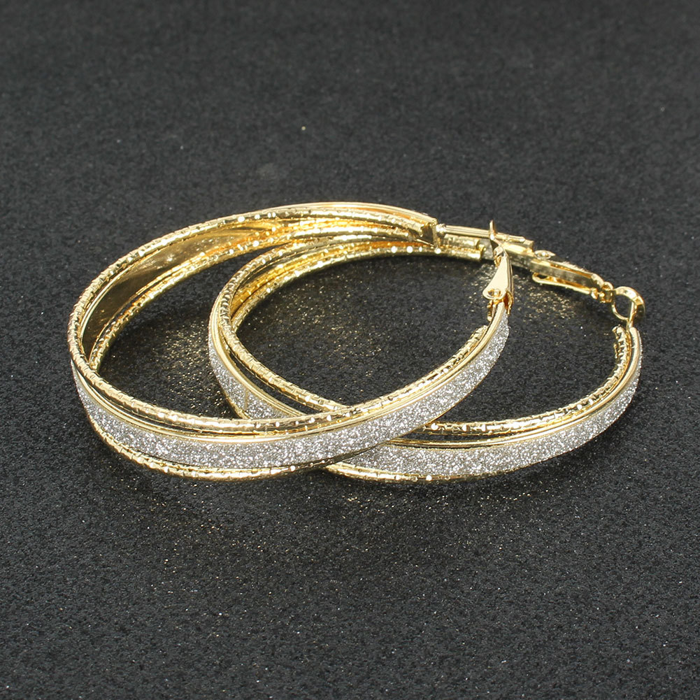 exaggerated geometric metal frosted earrings fashion hoop earrings