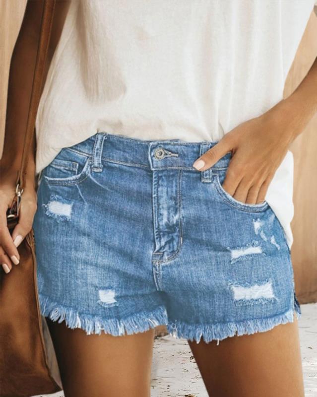 Women's Daily Streetwear Solid Color Shorts Washed Jeans display picture 5