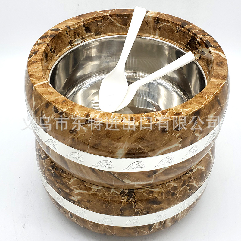 Stainless steel Japanese lunch box, multi-purpose round food compartment, family picnic, marble-patterned foreign trade picnic lunch box detail image 7