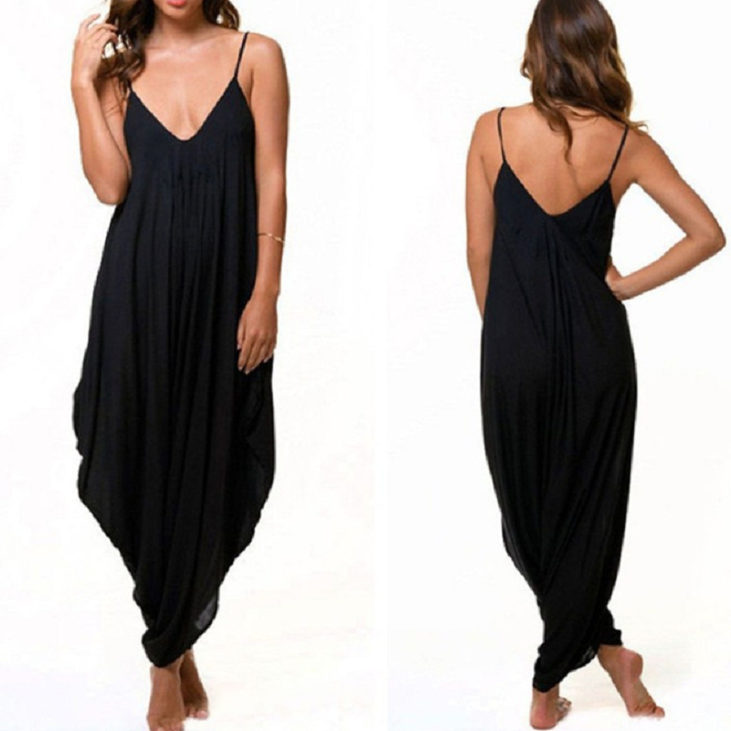 European and American foreign trade women's new V-neck sexy suspender jumpsuit in stock European and American foreign trade women's new V-neck sexy suspender jumpsuit in stock