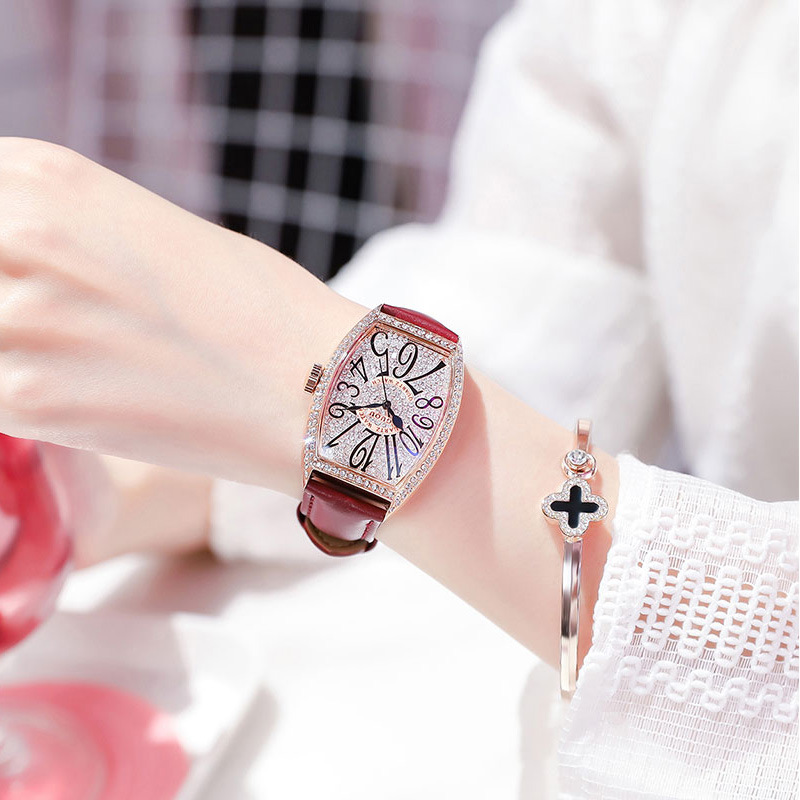 GUOU nuevo reloj de mujer casual cristal estrellado correa de cuarzo calendario tendencia reloj 8200