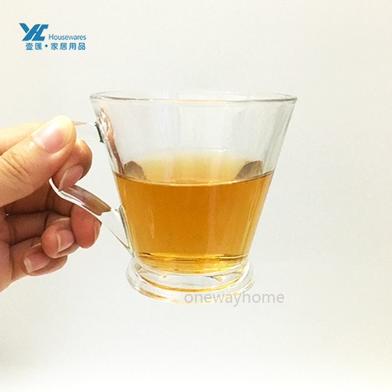 ins咖啡杯简约玻璃杯带把定制 环保饮料杯花茶杯广告茶水杯批发