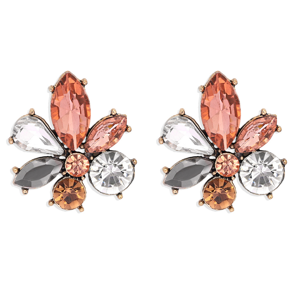 Pendientes De Diamantes Llenos De Colores Con Incrustaciones De Flores De Nicho De Moda Para Mujeres display picture 5