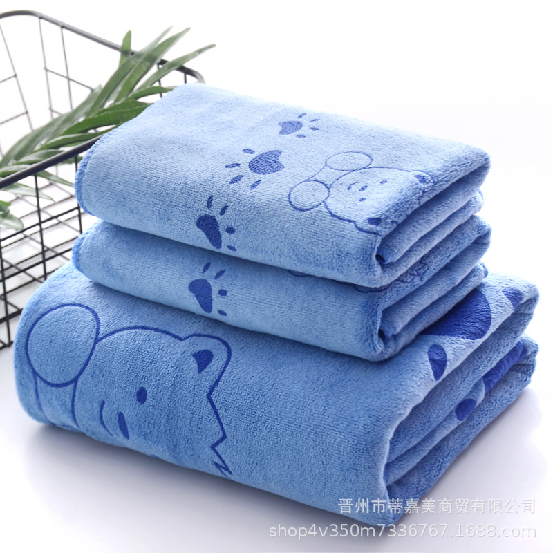 Toalla de baño de tres piezas conjunto absorbente de secado rápido impresión hermosa suave envoltura larga de las mujeres de dibujos animados para adultos Toalla de playa regalo de retorno