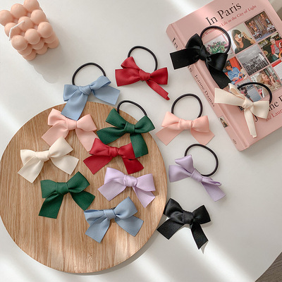 日系缎面蝴蝶结发夹发圈韩国时尚甜美百搭发卡双马尾头绳发饰头饰|ru