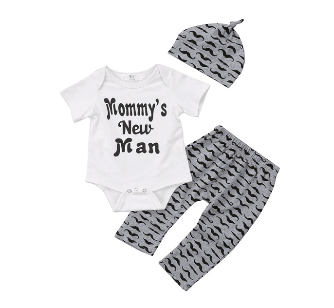 Cotton Fabric Fashion Style Fashion Beard Cotton Boys Clothing Sets