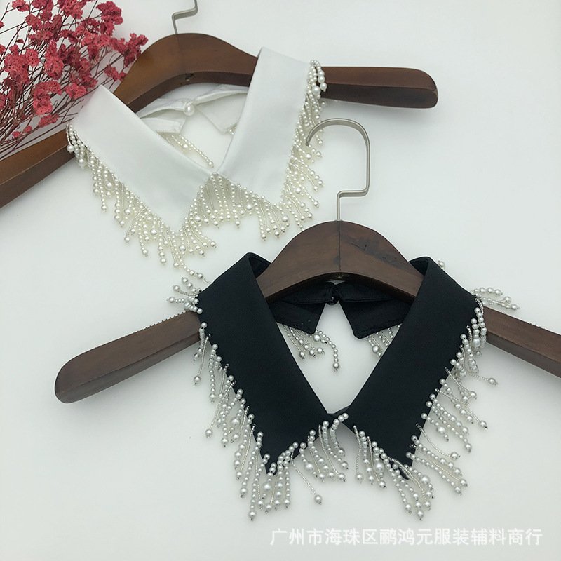 珍珠手工釘珍珠流蘇假領子秋冬新品假領子單領子飾品女裝百搭時尚