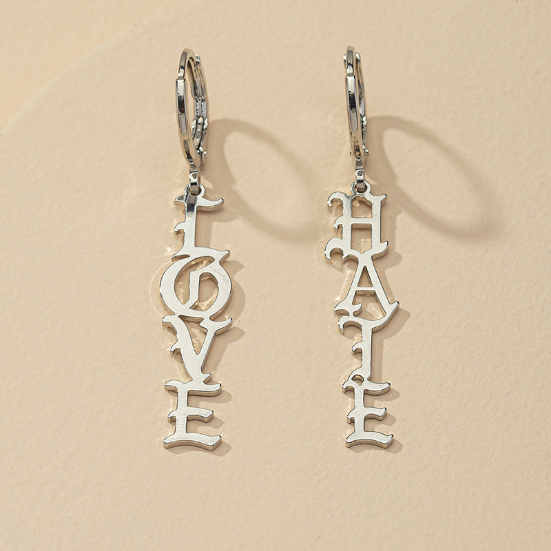 Fashion 1 Pair Of Gold Letter Hot Selling Earrings Love Hate Gothic Wholesale display picture 2