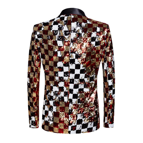 Men's youth rainbow plaid sequined jazz dance coats blazers stage performance modern dance solo host singer performing coats bridesgroom wedding party shiny jackets