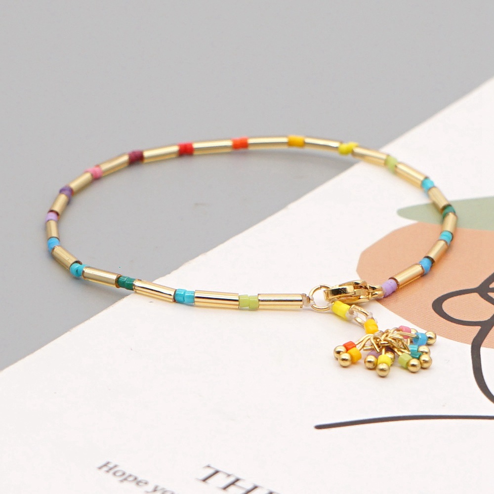 Simple Miyuki Rice Beads Rainbow Hand-woven Tassel Beaded Bracelets display picture 1