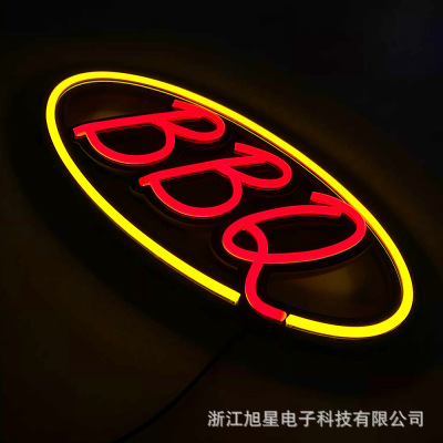 厂家直销烧烤店LED电子招牌发光霓虹灯烤肉灯牌BBQ插电牌 12V