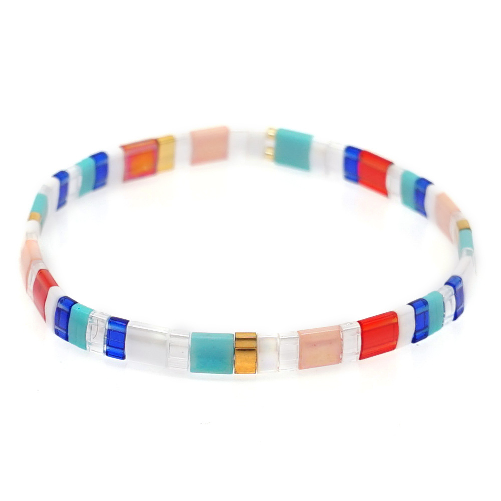 Ins Bohemian Rainbow Special-interest Design Tila Bead Handmade Beaded Personality All-match Twin Small Bracelet display picture 6