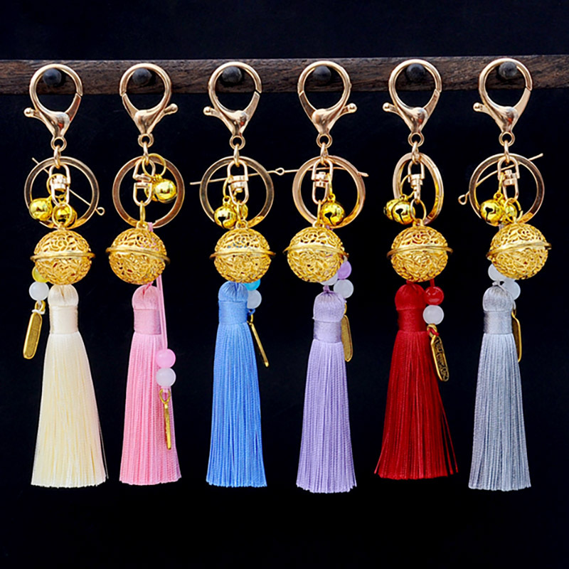 新款创意钥匙扣流苏挂件一世L长安时尚金铃铛包包饰品吊穗坠子|ms