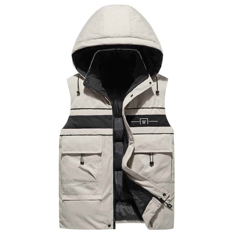 대외 무역 가을 겨울 조끼 남자의 슬림 핏 민소매 두꺼운 조끼 한국 스타일 슬림 핏 개성 색상 매칭 남성면 패딩 코트