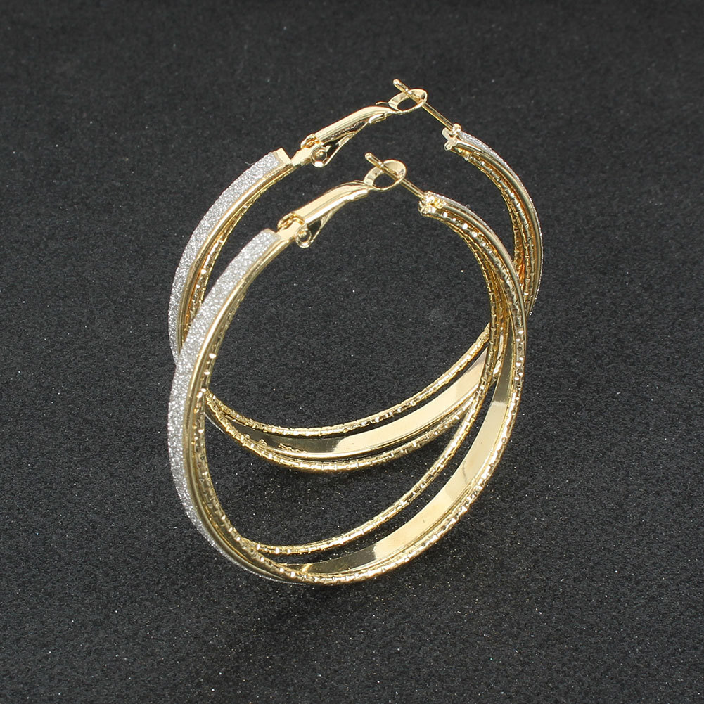 Exaggerated Geometric Metal Frosted Earrings Fashion Hoop Earrings display picture 4