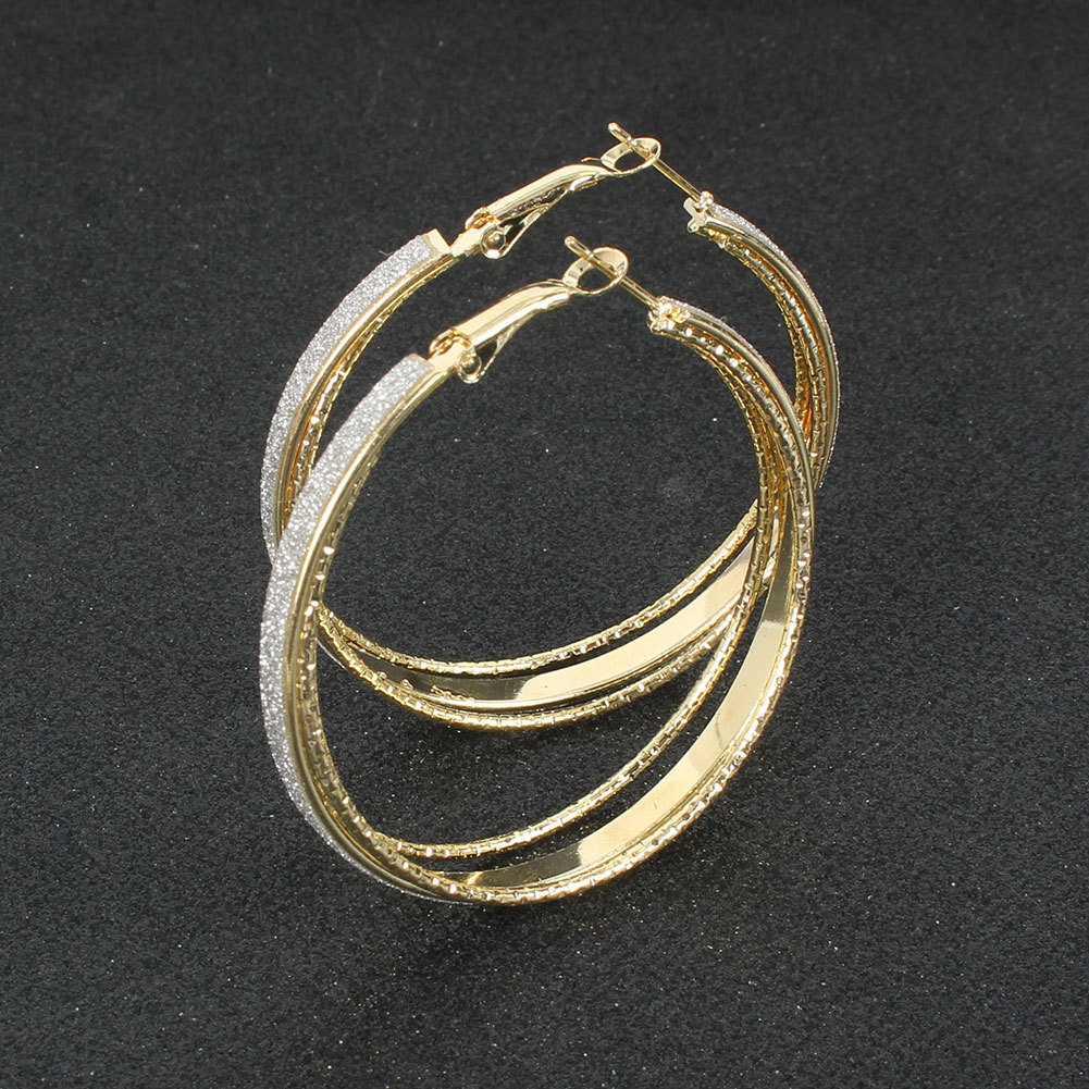 exaggerated geometric metal frosted earrings fashion hoop earrings