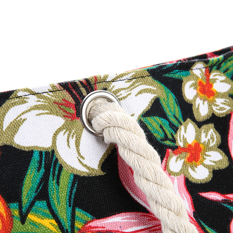 Daily, Shopping Occasion Cotton Material Women's Large Cotton Flower Beach Open Shoulder Bag
