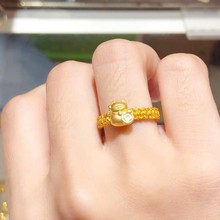 足金999戒指黄金3D硬金招财猫猪年本命年女士尾戒转运珠编红黑绳