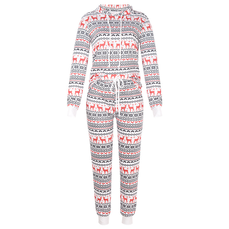 new print hooded casual Christmas suit NSZH19862