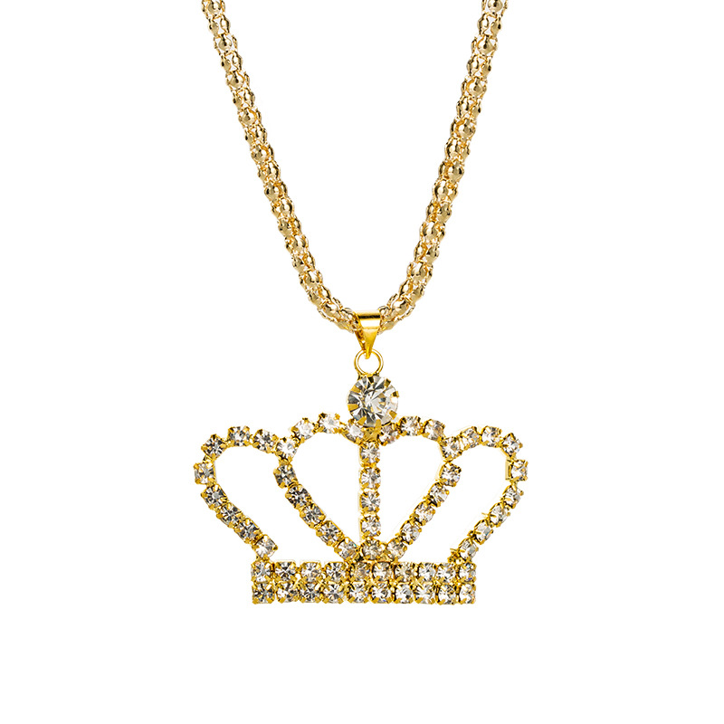 Fashion  Full Diamond Crown Hollow Long Diamond Alloy Necklace display picture 8