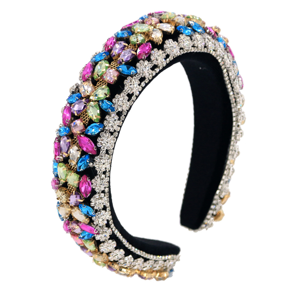 Fashion Diamond Headband Retro Baroque Crystal Hair Accessories Thick Sponge Hair Accessories Wholesale Nihaojewelry display picture 2