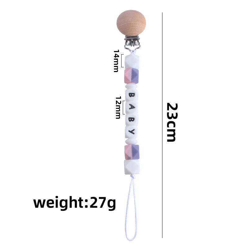 Nueva haya chupete clip bebé nombre personalización DIY creativo color mezclado octogonal silicona juguete mordedor chupete cadena