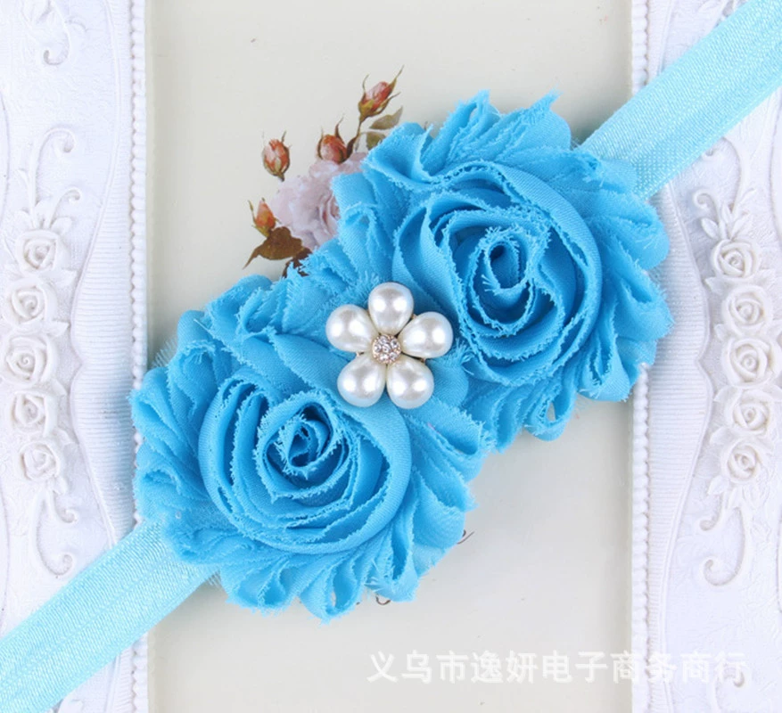 Детская шифоновая tied headband, эластичная украшение для волос из жемчуга, оптом, европейский стиль