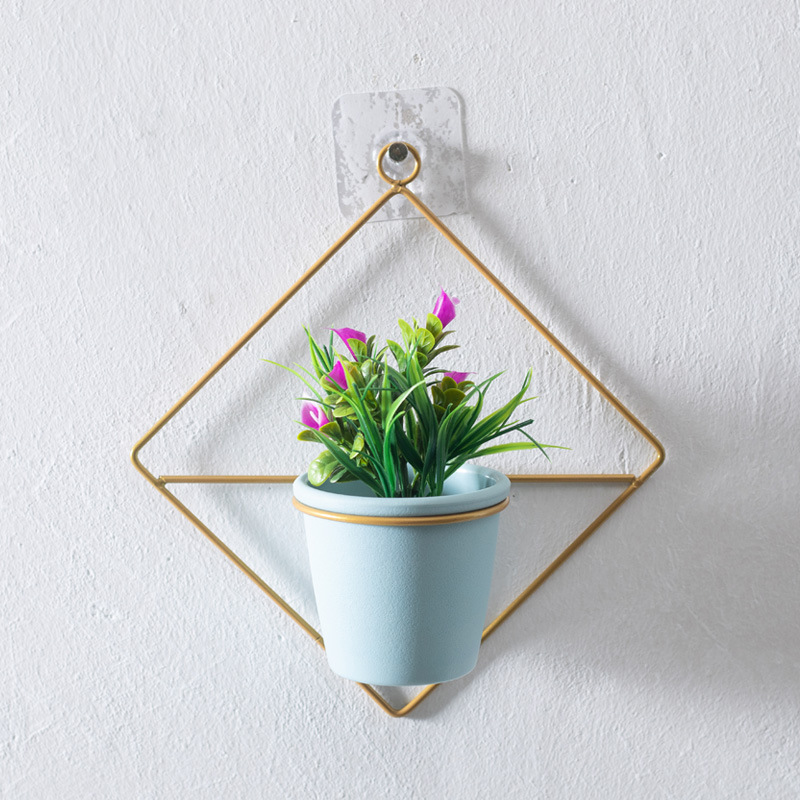 Decoración de la pared florero floral maceta de plástico soporte de la flor del hierro creativo colgante decoración arreglo floral decoración fabricante
