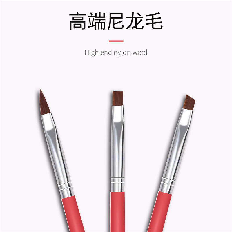 Transfronteriza especial 3 Unids pluma pintura de uñas boca oblicua plana boca fototerapia pluma de talla de cristal pluma 3 unids Varilla Negro pluma de la manga