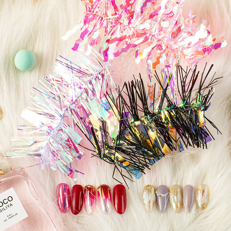 Finger princess manicure vidricola 12 colores caramelo irregular papel láser esmaltado aurora espejo pegatinas de manicure