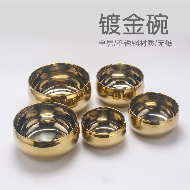 Gold-plated bowl, stainless steel single...