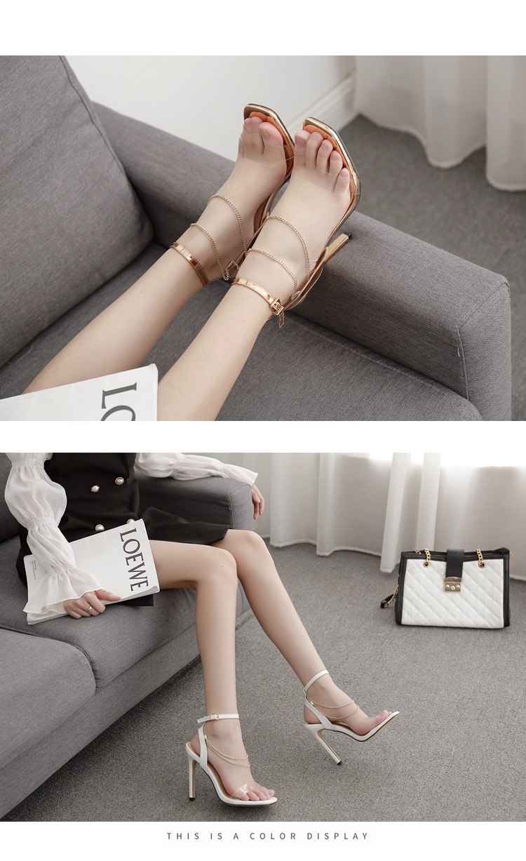 chain decoration stiletto sandals NSZLX117590