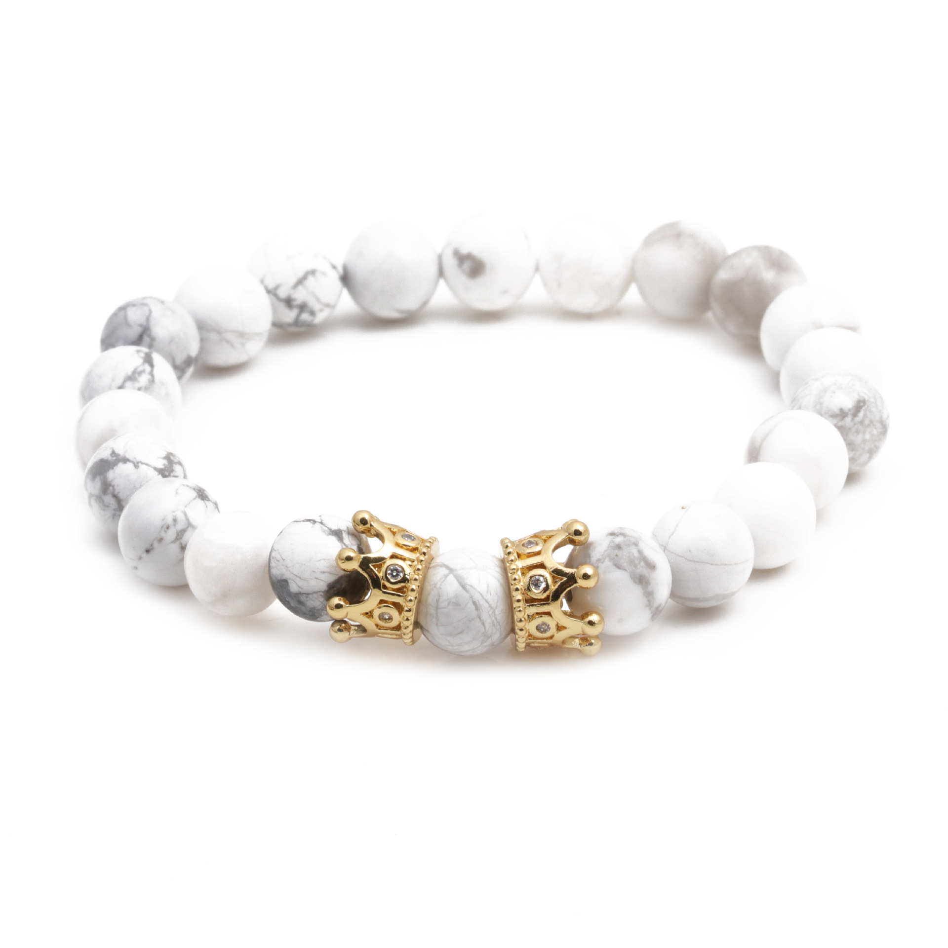 Fashion Tiger Eye Beaded DIY Lion Head Bracelet White Turquoise Lion Head Bracelet