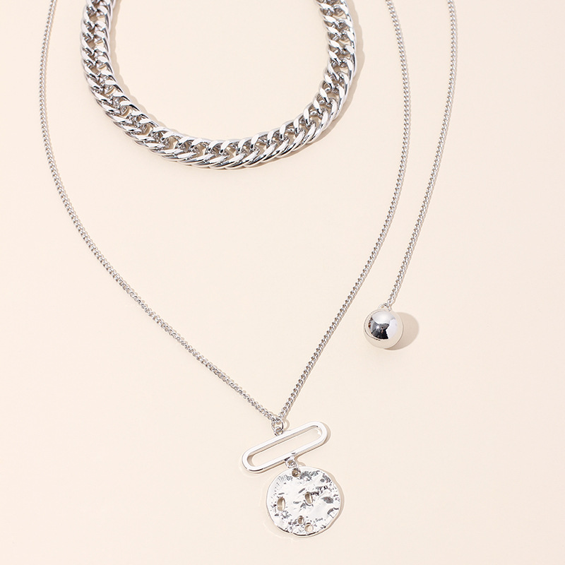 70g Weight Necklace Classification Wedding, Travel Occasion Alloy Material Women'S Gender Simple Style Style White, Gold Color Multi-layered Retro Chain Necklace Women Tide Fashion Personality Hip Hop Medal Pendant Clavicle Chain 8