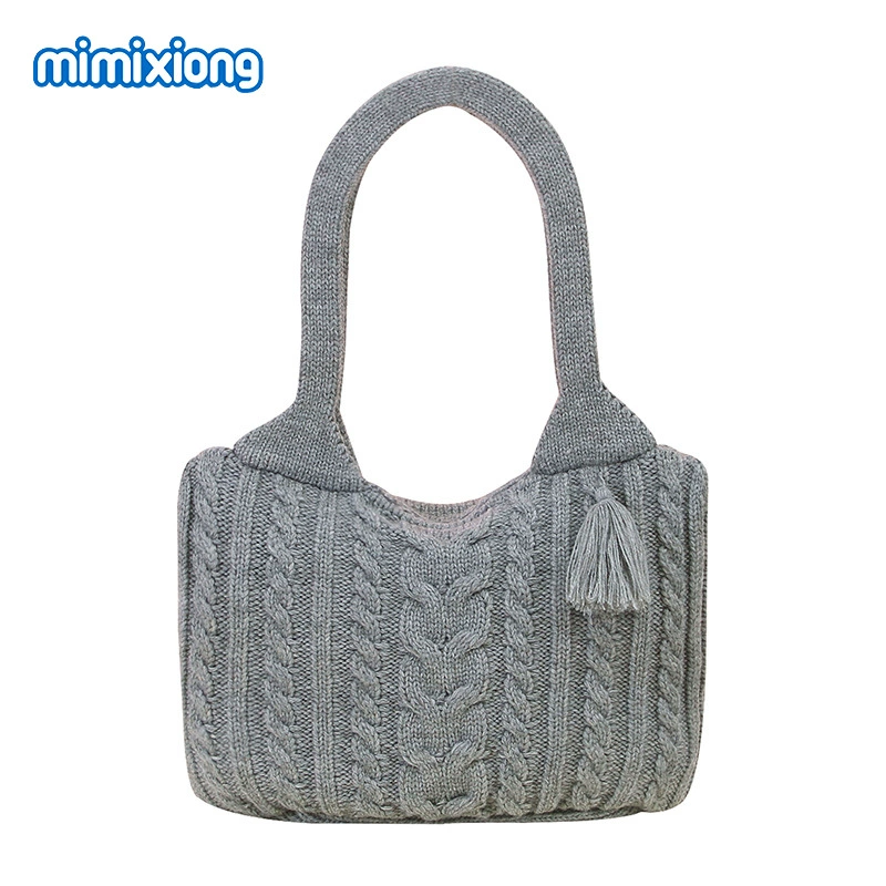 Теплоносная женская однотонная knitted сумка